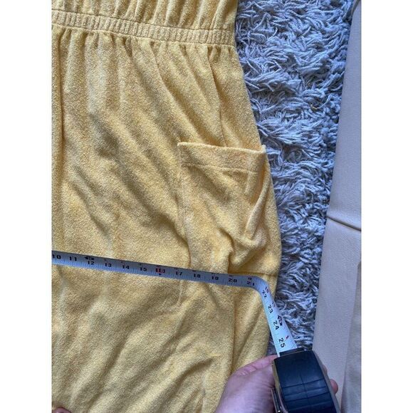 Vintage Gertrude Davenport Dress Long Terrycloth Yellow Large Pocketed Maxi - Picture 8 of 9